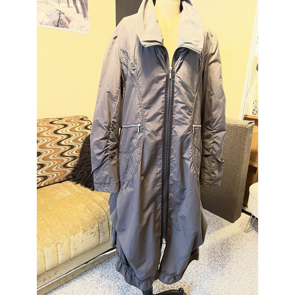 NWT Pile Ou Face Rain Long Zip Up Jacket Sz 6 Brown Boho Style Side & Zip Pocket